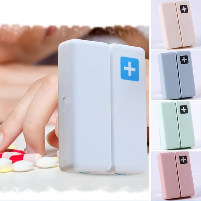 Daily Pill Organizer, 7 Compartments Portable Pill Case Travel Pill Organizer, Folding Design Pill Box (White)