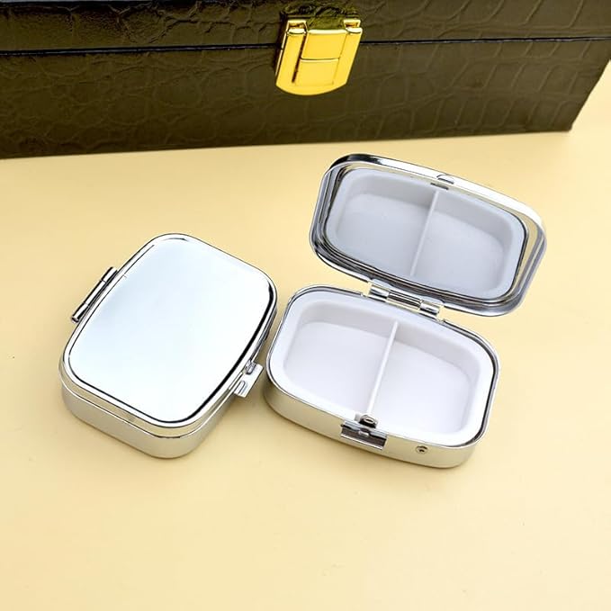 Custom Square Pill Case with Mirror, Personalized Pill Box Add Your Own Logo Text Picture Customized Tablet Vitamin Holder Organizer for Purse Pocket Travel Gifts