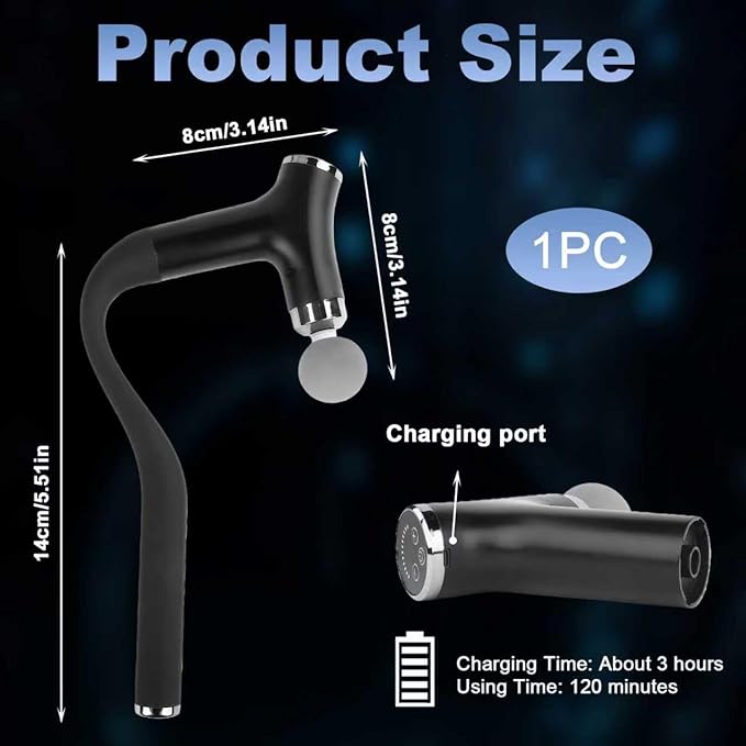 2-in-1 Detachable Back Massager Deep Tissue,12-Speed Percussion Handheld Massage Gun with Ergonomic Extension Handle, 8mm Stroke Muscle Massagers with LCD Display & 4 Heads,Gift for Men Women
