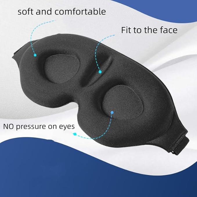 Sleep Mask for Men Women, Upgraded 3D Contoured Cup Eye mask with Adjustable Strap