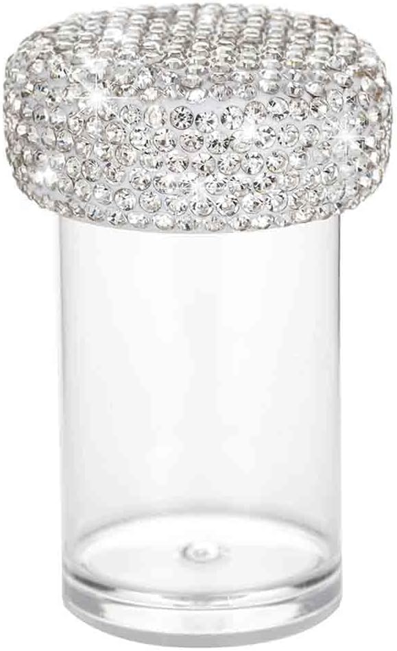 Bling Diamond Portable Waterproof Pill Case Medicine Dispenser Bottle Storage for Outdoor Camping Travel (White)