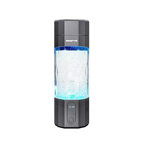 New Upgrade 10000PPB Hydrogen Water Bottle SPE/PEM Technology Seven Colorful Light Double Anti-Slip and Leak-Proof Hydrogen Water Generator with LCD Display (Gray, H60)
