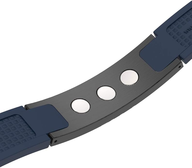 PROEXL® Best Sports Golf Magnetic Bracelet Gray Brushed Steel with Blue Strap Waterproof