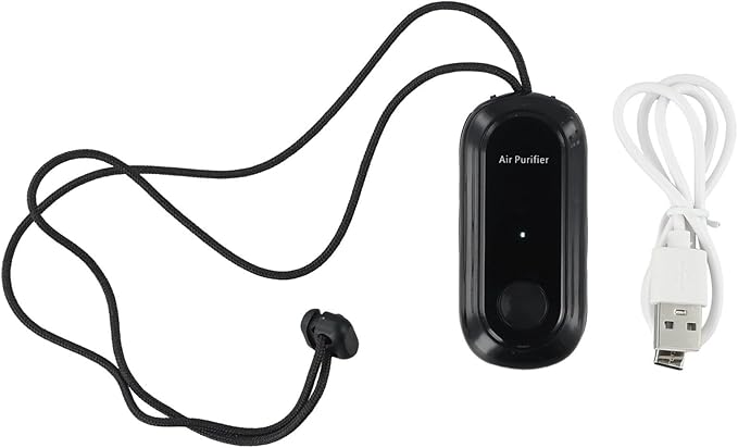 Wearable Personal Air Purifier Negative Ion Generator Hanging Neck Design USB Rechargeable 15 Hours Working Time No Cartridge Replacement Needed Air Cleaner(Black)
