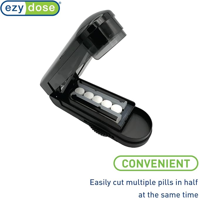 EZY DOSE Multi-Pill Cutter and Splitter with Dispenser, Cuts Multiple Pills, Vitamins & Tablets at Once, Stainless Steel Blade, Easy-to-Use, Travel Size Pill Organizer for Seniors and Adults