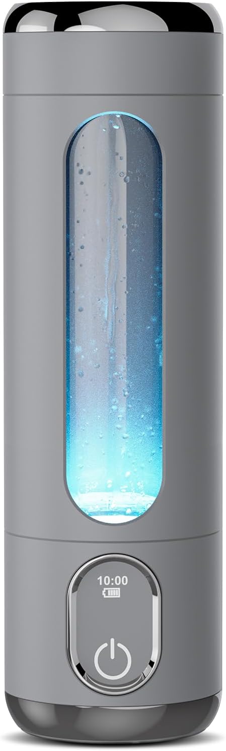 Portable Hydrogen Water Bottle Generator - Up to 6000 PPB H2 Molecular Hydrogen Infusion, SPE/PEM Technology Rechargeable Hydrogen Water Machine for Sports/Travel/Office/Gym - 8.8 oz (Dark)