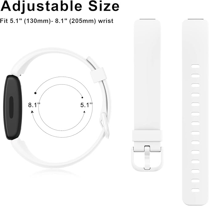 3 Pack Silicone Bands Compatible with Fitbit Inspire 2 Bands for Women Men, Adjustable Replacement Sport Wristbands Straps for Fitbit Inspire 2 / Ace 3 (Black/Gray/White)