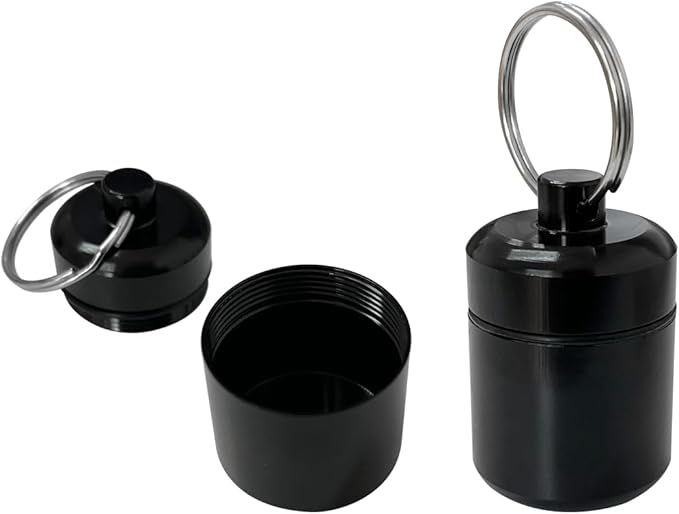 2pcs Portable Pill Container Keychain Pill Holder Medicine Organizer,Aluminium Alloy Round Pill Box Organizer for Outdoor Travel Camping