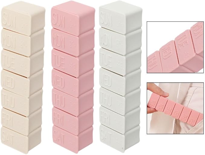 DOITOOL Weekly Pill Organizer 7-Day Portable Single Row Medicine Storage Case Travel Pill Box Lightweight Creative Piano Keyboard Design