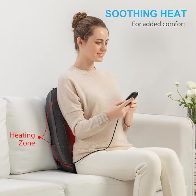 CooCoCo HSA Store Eligible Shiatsu Back Massager with Heat, Portable Massage Chair Pad, Kneading Massage Mat for Pain Relief, Chair Massager for Office Home