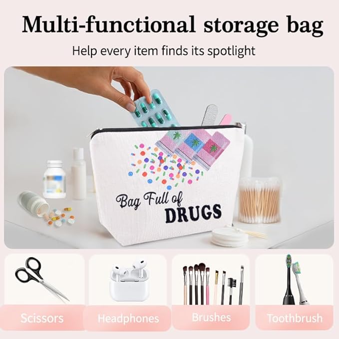 Medicine Drug Bags for Travel Pharmacy Birthday Christmas Gifts for Pharmacist Nurse Female Nursing Students Doctor Pouch Medical Patient Bag Med Physician Practitioner Accessories Bag Gifts for Women