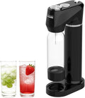 Home Sparkling Water Soda Maker with 2 BPA-Free Bottles (1L + 0.5L) - Carbonated Water Seltzer Fizzy Drink Machine, Compatible with Screw-In 60L CO2 Carbonator (Not Included), Black