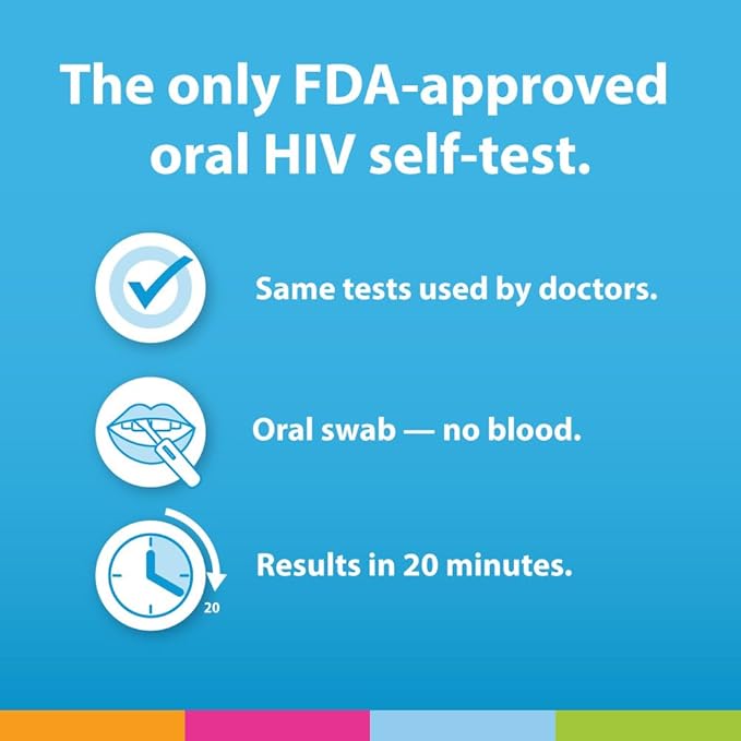 OraQuick® HIV Self-Test, Oral Fluid Rapid HIV Test for HIV-1 & HIV-2 Detection, Quick & Easy Pain Free Home Testing Kit with Results in 20 Minutes, Ages 14+