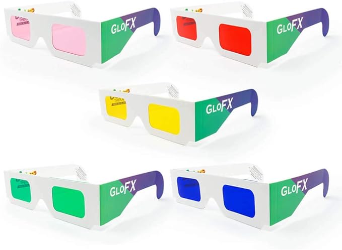 GloFX Color Paper Glasses - 5 Pack - Chakra Chromotherapy Light Therapy