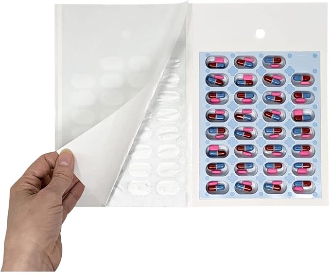 Monthly Pill Organizer Cold Seal Medication Blister Cards – DIY Pharmacy Pill Packaging for Medication, Disposable, Easy to Use, Just Fill and Seal (31 Day-6 Packs)