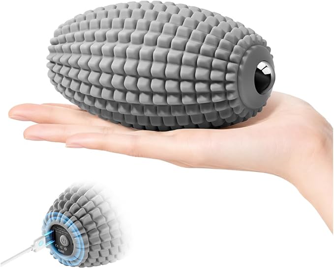 Vibrating Massage Ball for Muscle Recovery, Silicone Myofascial Massage Ball, Plantar Fasciitis Relief,Hip & Psoas Release, Deep Tissue & Trigger Point Roller for Neck, Back, Foot (Gray)