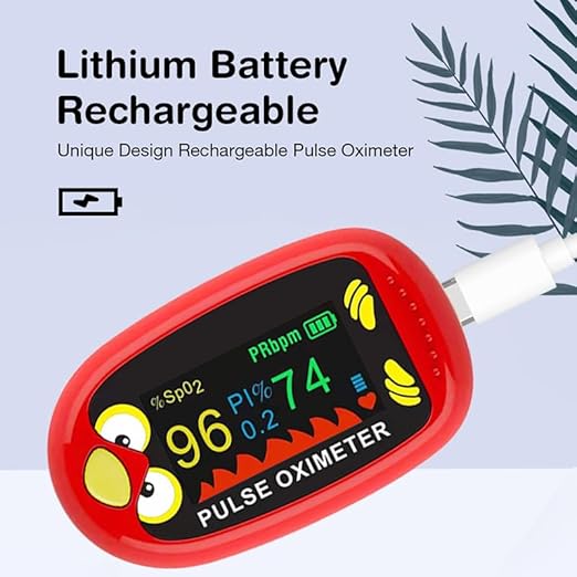 Children Pulse Oximeter for Kids, Pediatric Fingertip Oximeter with Accurate SpO₂ PR Monitoring, Cute Kids Fingertip Pulse Oximeter for Daily Wellness Tracking