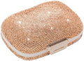 Daily 6 Compartments Pill Box Container Bling Diamond for Purse Medicine Container Holder for Women Travel Kit Medicine (Honey Peach)