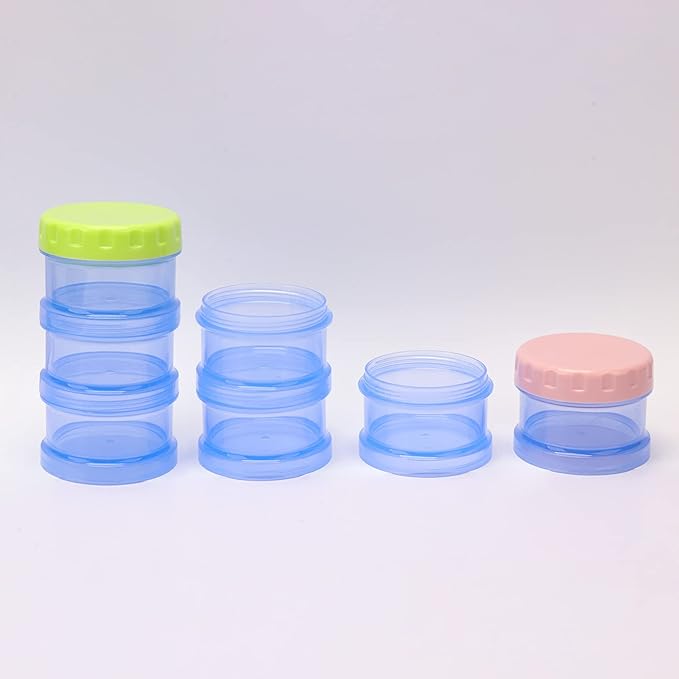 2 Pack 7 Day Pill Organizer Case Stackable Weekly Supplements Vitamins Pills Holder Dispenser Large Translucent Blue with Extra Lid