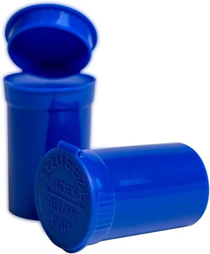 6 Dram Pop Top Bottles, Pill Storage Container, Multi-Color Pack, Airtight Seal, 720 Count (Blue)
