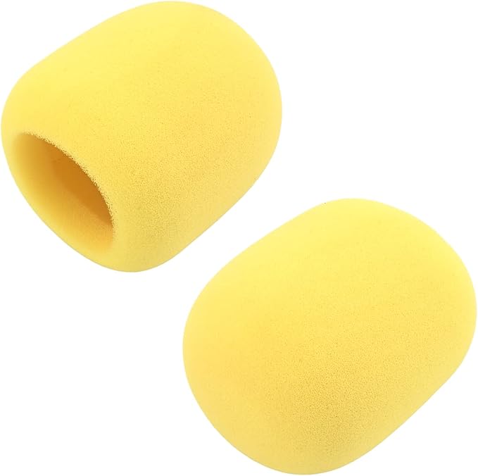 Fielect 2Pcs Microphone Cover Sponge Foam Mic Cover Handheld Microphone Windscreen Shield Protection Micro Foam Filter Yellow for KTV Broadcasting