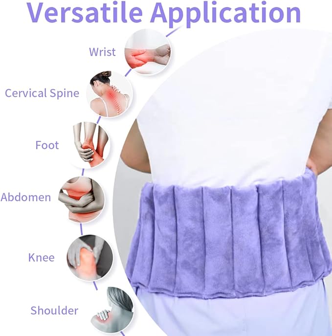 UNI-GO Silica Beads Microwave Heating Pad for Hot Compress and Cold Compress, No Smell, Reusable Microwavable Heating Pad for Back, Neck, Shoulder, Leg, Muscle Ache & Cramps. (Violet-7"x21")