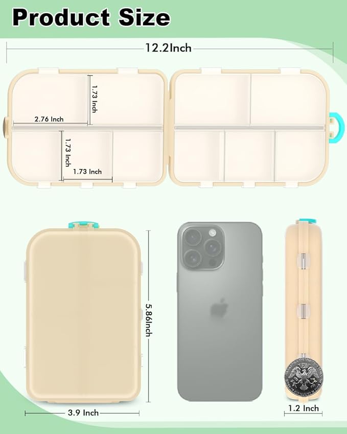2Pcs Pill Organizer Medicine Organizer Travel Essentials - Travel Pill Case with Labels, Large Daily Medicine Dispenser