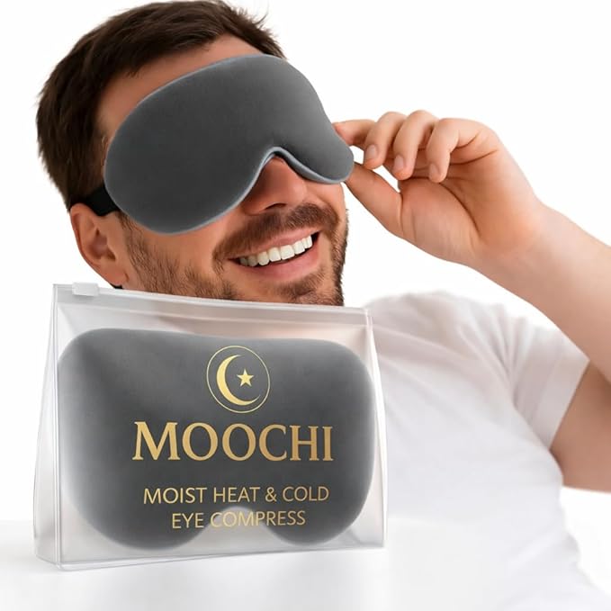 Heated Eye Compress for Dry Eyes – Reusable Microwaveable Moist Heat & Cold Compress with Hydrogel Beads – Soft Comfortable Warm Therapy for Puffy Eyes, Styes, Migraines – Sleep Mask with Pouch