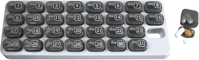 31 Day Monthly 3X a Day Pill Organizer with Daily Removable Pods (3 Pack, Yellow, Blue & Grey)