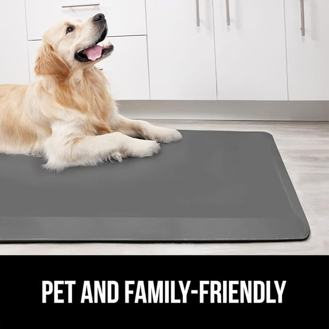 GORILLA GRIP Comfortable Cushioned Kitchen Mats for Floor, 70x24, Waterproof and Stain Resistant Soft Top, 3/4 Inch Thick Ergonomic Standing Desk Anti Fatigue Mat, Foam Supports Ankles and Feet, Grey