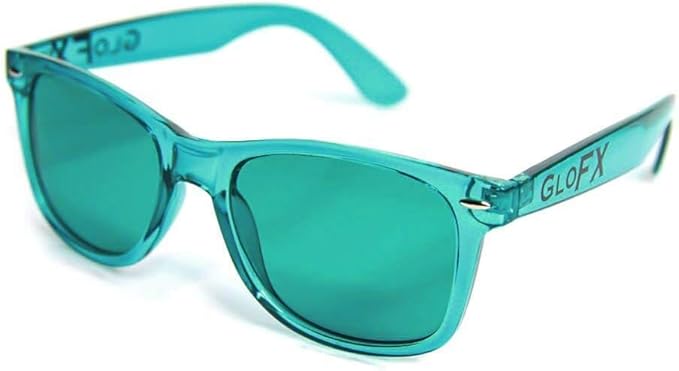GloFX Color Therapy Glasses – Chakra Mood Light Therapy Chromotherapy Glasses (Aqua)