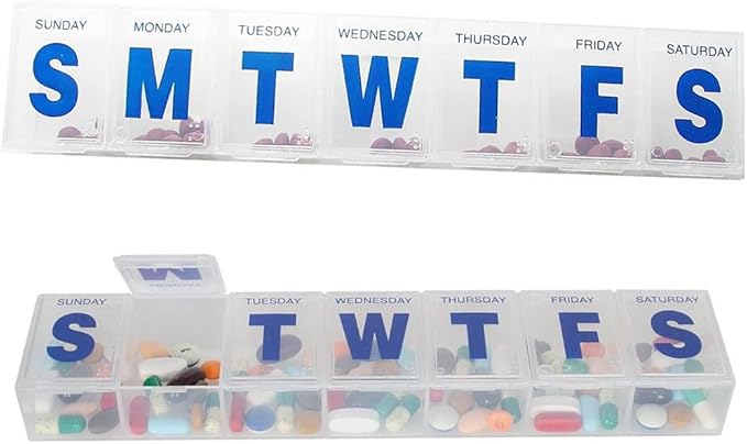 EZY DOSE 3XL Jumbo Weekly (7-Day) Pill Organizer, Vitamin and Medicine Box, Easy Open White Translucent - 2 Pack (3XL - 2 Pack)