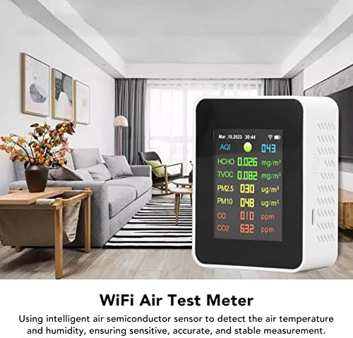 Indoor Air Quality Monitor with Color LCD Display Real Time Detector for PM2.5 CO2 HCHO Temperature and Humidity