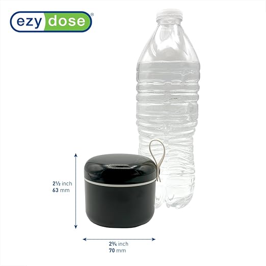 EZY DOSE Mini Vitamin Organizer, Multi Compartment, Portable and Compact Design, Easy Access Sliding Pill Dispenser, Supplement Organizer with Anti-Mix Design, Travel Friendly, Medium, Black and Cream