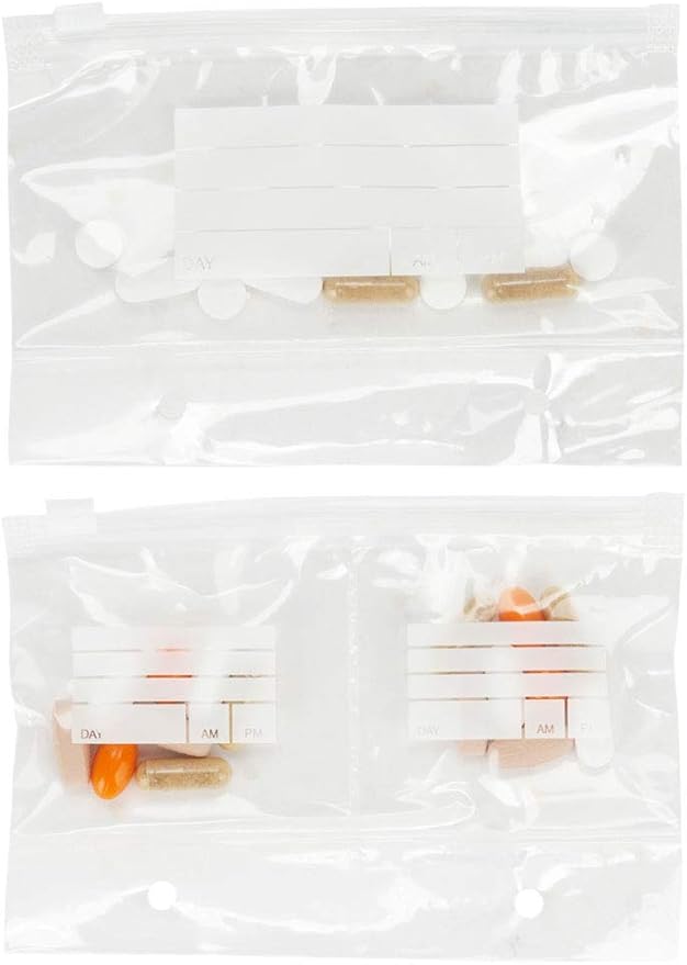 Extra Bags for Wellness Travel Pack - The Pill Organizer Wallet - Pack of 7 Single & 7 Double Compartment (Single & Double Combo Pack)