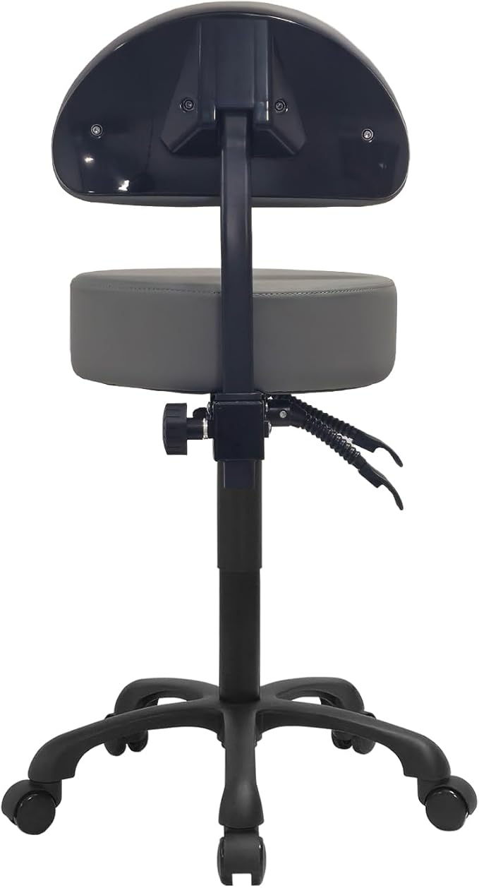 Swivel Rolling Stool Round Chair,Thick Sturdy Padding,Adjustable Stool with Wheels for Doctor,Medical,Massage Salon,Office,Shop(Gray)