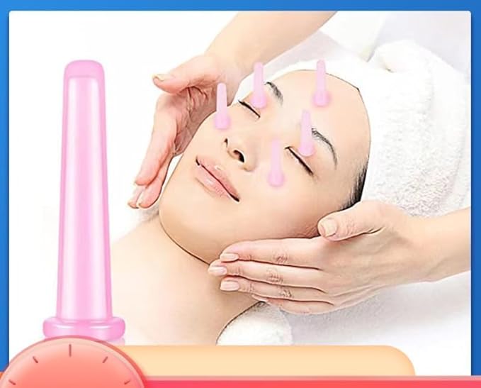 4Pcs Massage Cupping Set Silicone Mini Facial Cups Face Massager Helper Skin Care Neck Back Eyes Massaging Cup Safe to Use, Don't Worry About Burns Health Care Products (Green)