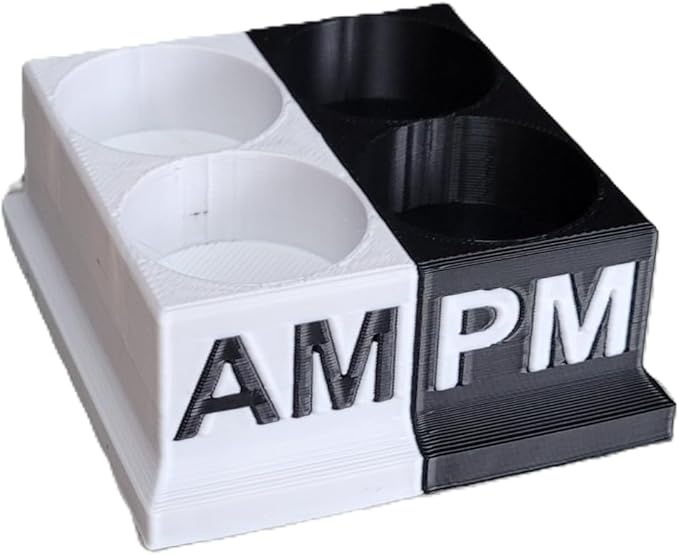 Znet3D Eye Drops Bottle Organizer & Tracker – AM/PM 4-Slot (White/Black)