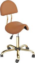 OmySalon Drafting Chair,Ergonomic Office Desk Chair with Back Support,Tall Adjustable Rolling Stool with Footrest & Thick Seat Cushion,Computer Chair (Brown Gold)
