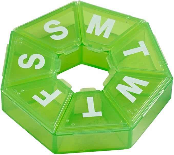 Ezy Dose Weekly Pill Organizers, 7-Sided, Purple (67009PAMT) and Green (67009GAMT)