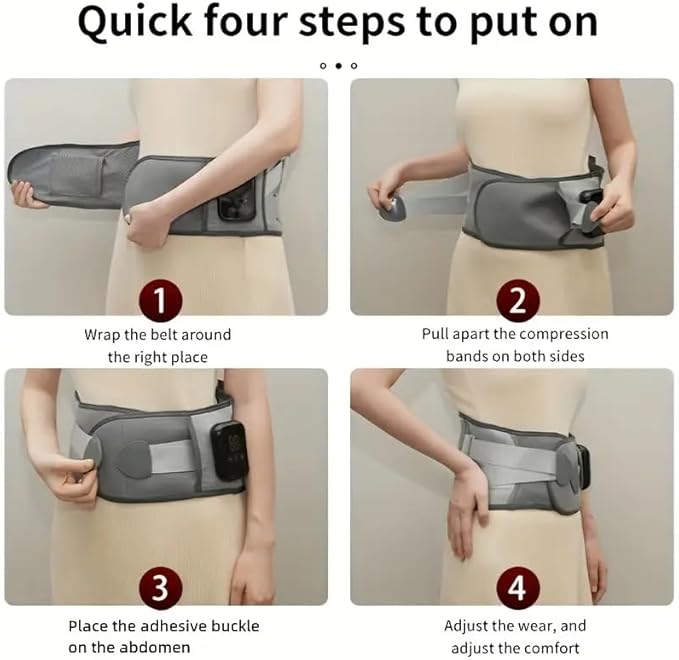 Cordless Heating Pad with Massager for Lower Back Pain Relief, Portable Wearable Wrap 5 Vibration & 3 Heat Levels for Period Cramps Relief, Gifts for Women Men Mom Dad Home Office Use(39.76x8.27in)