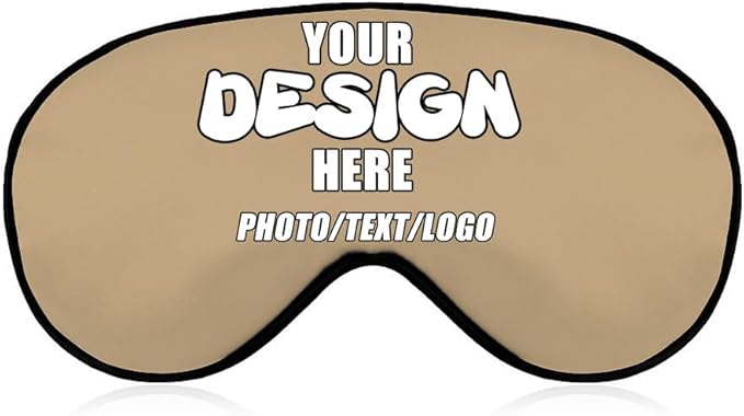 Custom Sleeping Eye Masks with Your Own Design, Customized Light Blocking Eyeshade for Deep Sleep Nap, Customize Blindfold Travel Accessory Sleep Aid Airplane Night Companion,#Tan