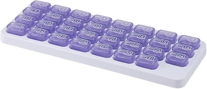 31 Day Monthly Pill Organizer, Portable Pill Medicine case Box Holder for Daily Medicine/Vitamin/Fish Oils/Supplement,Purple