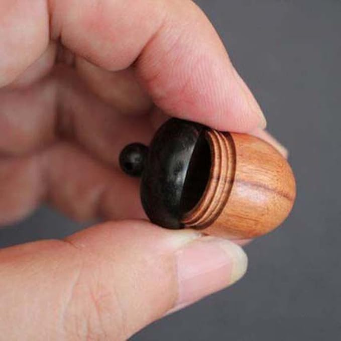 10Pcs Mini Acorns Solid Wood Medicine Pill Box Portable Sandalwood Acorn Pill Case Tablets Storage Sealed Can for Outdoor
