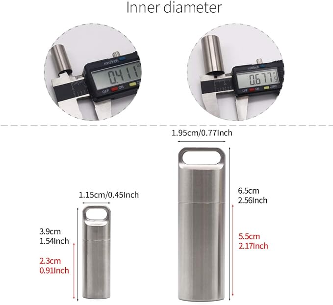 HRX Package Waterproof Stainless Steel Pill Case Keychain, Durable Small Pill Box Bottle Holder Tough for Men Purse Pocket Outdoor EDC Tool Kit