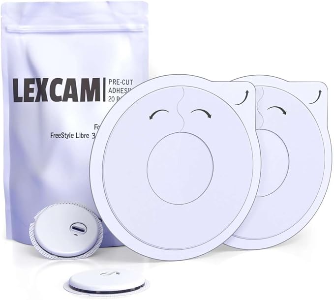 Lexcam Adhesive Patches Compatible with Freestyle Libre 3 – Pack of 20 – Waterproof, Clear Overpatches for Continuous Glucose Monitoring, Stays Secure for 14+ Days, Sensor is NOT Included