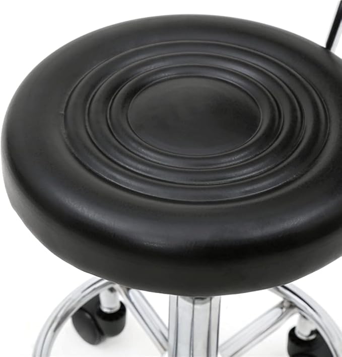 Modern Rolling Round Stool Chair,PU Leather Swivel Adjustable Rolling Stools,Ergonomic Swivel Salon Spa Barstools,Office Drafting Chairs,with Wheels,for Home, Kitchen, Medical, Lab (Black)