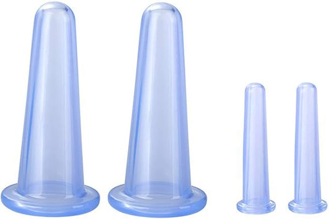 BWESOO 4Pcs Massage Cupping Set Silicone Mini Facial Cups Face Massager Helper Skin Care Neck Back Eyes Massaging Cup Safe to Use, Don't Worry About Burns Health Care Products (Blue)