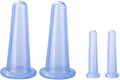 4Pcs Blue Facial Cupping Therapy Set Anti Cellulite Silicone Vacuum Cupping Cups for Face and Eye Cupping Massage (2 Small + 2 Large)，Massage Tools