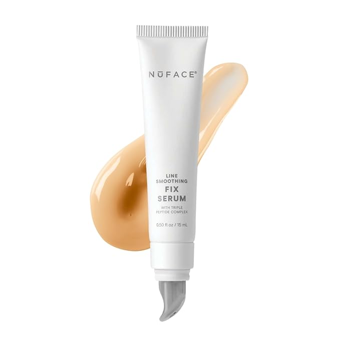 NuFACE FIX Serum - Line Smoothing Conductive Serum for Microcurrent with Triple Peptide, Hyaluronic Acid & IonPlex to Hydrate, Brighten and Enhance NuFACE Microcurrent Device Results (0.5 oz)